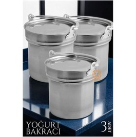 Resim Skygo Paslanmaz Çelik Yoğurt Bakracı 3 ADET 5 Lt 