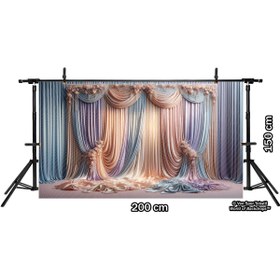 Resim Venspor Pastel Tonlarda Zarif Perde Arkaplan, 200x150cm, Fon, Duvar Örtüsü 