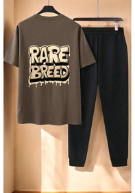 Resim Unisex Rare Breed Baskılı Eşofman Takımı Kahverengi 