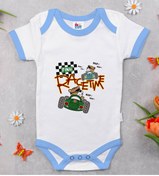 Resim Bitmeyen Kartuş Bk Kids Race Time Tasarımlı Mavi Bebek Body Zıbın-1 