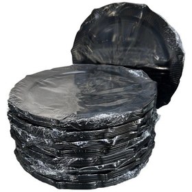 Resim Omeyva Davet Parti Sunum Doğum Günü Siyah Renkli Sert Plastik Mika Tabak - 22 Cm. -6 Adetlik 10 Paket Siyah 
