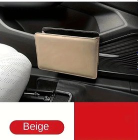 Resim Hightower Premium Suni Deri Oto Çöp Kutusu - Çengelli Fonksiyonel Açık Kahverengi Araç Organizer 