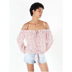 Resim Colin's Regular Fit Çiçek Baskılı Pembe Kadın Uzun Kol Gömlek CL1058730_Q1.V1_PPO Pembe 