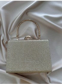 Resim Öznora Kadın Gold Simli Abiye, Clutch Gece Çantası Std 