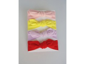 Resim Swan Butik Kız Çocuk Bebek Bandana Toka Seti 4'lü Pudra Pembe , Lila Kırmızı Sarı 