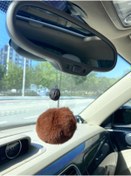 Resim S&E TASARIM Otomobil Dikiz Süsü Dikiz Aynası Süsü Çikolota Rengi Peluş Ponpon Kakaolu Dondurma Oto Kolye 
