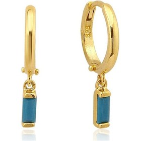 Resim Altınkesesi Altın Firuze Taşlı Halka Küpe 