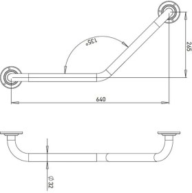 Resim Bocchi 135 Derece Açılı Tutunma Barı Parlak Paslanmaz Çelik TBPC-102-1135 