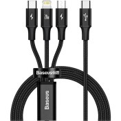 Resim Baseus 1.5 Metre 20W 3in1 Type C, Iphone Lightning ve Micro Ultra Hızlı Şarj ve Data Kablosu 
