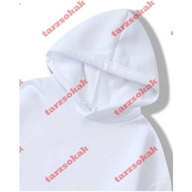 Resim Dinozorlar Kaktüs Üzerinde Baskı Erkek Kazak Kış Polar Sıcak Kapüşonlular Kore Gevşek Cep Kaz Beyaz 