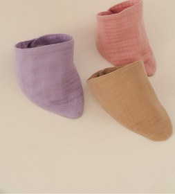 Resim elibaby %100 Pamuklu 8 Kat Muslin Kumaş Çift Çıtçıtlı 3'lü Kız Bebek Mama Önlüğü/ağız Mendili Fular 