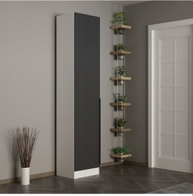 Resim Minar Kale 210 Cm 1 Kapaklı 1b Raf Portmanto Byz Mbr Çizgili Ant 