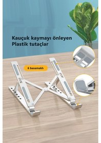 Resim Thentech Alüminyum Malzeme Katlanabilir Sağlam Laptop Dizüstü Bilgisayar Tablet Standı Izgaralı Ayarlanabilir 