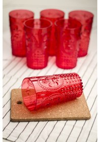 Resim Akrilik Kırmızı Tekli Uzun Bardak & Su Meşrubat Bardağı750 ml ( Büyük Boy & Cam Değildir ) 