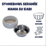 Resim StoneBowl Organik Seramik Mama Kabı 