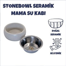 Resim StoneBowl Organik Seramik Mama Kabı 