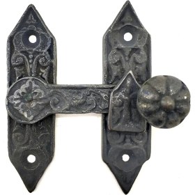 Resim Antika Tarz Dekoratif Pirinç Kapı, Pencere Mandalı - 86X72 Mm, Oksit - Lisinya 