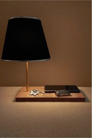 Resim 571 Store DEKORATİF MASA ABAJURU MDF AYAK KUMAŞ BAŞLIK 