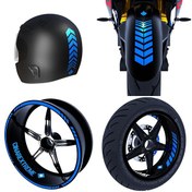 Resim Moto Rider Azur Mavi İç Dış Jant Şeridi Kask ve Çamurluk 4'lü Sticker Seti Çınar Extreme