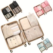 Resim 7 adet Seyahat Düzenleyici Seti, Giysiler, Ayakkabılar ve Çoraplar için Büyük Kapasiteli Taşınabilir Depolama Çantaları - Fermuarlı Moda Polyester Paket Küpleri, Verimli Bagaj Düzenleme için İdeal, Seyahat için Bagaj 