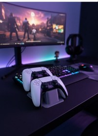 Resim Cosmotex Antrasit İkili Gamepad Tutucu 7x18 Cm Masa Ve Raf Düzeni 