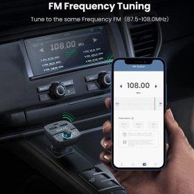 Resim Ugreen Bluetooth 5.0 Pd Qc 3.0 Micro Sd Tf Kart Okuyuculu Araç Çakmaklık Şarj Cihazı Fm Verici Transmitter 