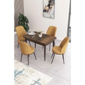 Resim Canisa Concept Nil Serisi 70 x 110 cm Sabit Barok Ahşap Desen Mutfak Masa Takımı+4 Adet Sandalye 