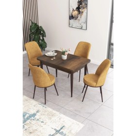 Resim Canisa Concept Nil Serisi 70 x 110 cm Sabit Barok Ahşap Desen Mutfak Masa Takımı+4 Adet Sandalye 