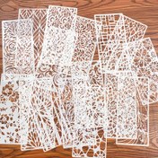 Resim 16 adet Yeniden Kullanılabilir Yılan ve Geometrik Desen Şablonları - Dayanıklı Plastik, Yıkanabilir DIY Şablonları, Kreatif Kumaş, Duvar Paneli ve Ahşap Tahta Süslemeleri için 