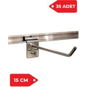 Resim 15 Cm 35 Adet Siyah Kanallı Pano Kancası Raf Askısı Galvaniz 