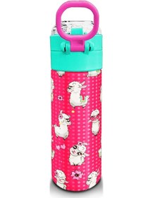 Resim Coral High Kids Neon Mercan Suyeşili Alpaka Desenli Pipetli Ve Direkt İçim Çelik Termos 500 Ml 31914 Neon Mercan 