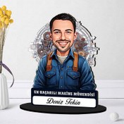 Resim Kişiye Özel Erkek Makine Mühendisine Hediye Karikatürlü Biblo 