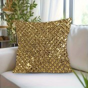 Resim 45.72x45.72 cm Modern Bohem Peluş Yastık Kılıfı - Altın Geometrik Elmas Desenli, Oturma Odası, Ofis ve Düğün Dekoru için Dekoratif Vurgu (İç Dolgu Dahil Değildir), Dekoratif Yastıklar 