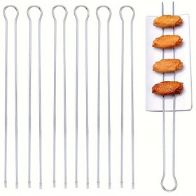Resim 6 adet, Tavuk Kanatları, Dana Eti ve Kebap Pişirmek İçin Paslanmaz Çelik U-Şekilli Mangal Çöp Şişler, Tekrar Kullanılabilir Barbekü Araçları 