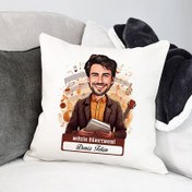 Resim En Başarılı Erkek Müzik Öğretmeni Karikatürlü Yastık 