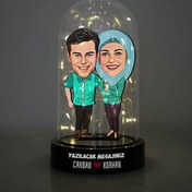 Resim Harika Aşıklar Karikatürlü Işıklı Fanus Biblo 