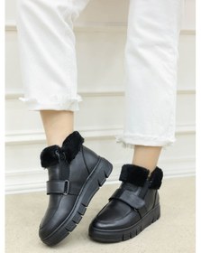 Resim Hakiki Deri Kürklü Kadın Klasik Bot 916kza3700 Siyah 