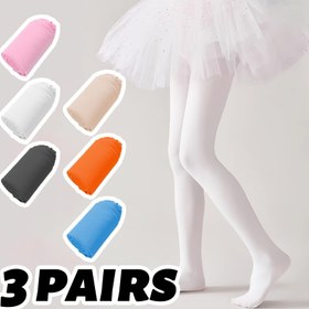Resim 3'lü Paket Kızlar için Bale Dans Taytları - Tüm Sezonlar için Esnek Tam Boy Taytlar, Bale, Yoga ve Dans Pratiği için, Yumuşak Elastik Kaymaz Karın Kontrolü (-1) - Pembe/Beyaz/Ten Rengi, Sadece Elde Yıkama, Gösteri ve Çok Amaçlı Kullanım 