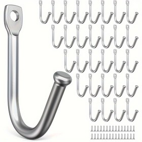 Resim 60 Adet Modern Ağır Hizmet Tipi Metal Duvar Kancaları 30 Askı ve 30 Vida ile - Cilalı Kaplama, Kolay Kurulum, Havlular, Anahtarlar, Kahve Fincanları, Şapkalar, Evcil Hayvan Tasmaları İçin Duvar Montajı - Ev Düzenleme Malzemeleri 