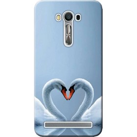 Resim Ceppare Asus Zenfone 2 Laser Kılıf ASUS_Z00LD ZE550KL 5.5inç Baskılı Silikon Kapak Kuğ ve Kalp STK:305 