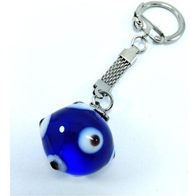 Resim Nazar Boncuğu Küre Anahtarlık El Yapımı Cam Hediyelik Aksesuar 