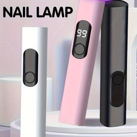 Resim 1 adet Taşınabilir LED Tırnak Lambası, USB Şarj Edilebilir Hızlı Kurutma El Tipi Işık, Seyahat Dostu Mini DIY Ev Tırnak Boya Kurutucu Dijital Zamanlayıcı ile 