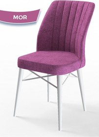 Resim Canisa Flex Serisi, Üst Kalite Mutfak Sandalyesi, 8 Adet Mor Sandalye, Gürgen Beyaz Ahşap Ayak Sandalye Mor Ayaklar Beyaz 