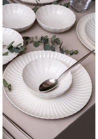 Resim Kütahya Porselen Bone Luz Form 27 Parça 6 Kişilik Yemek Takımı Beyaz 