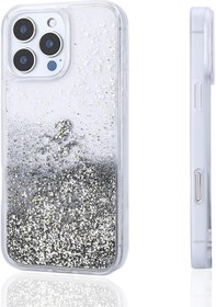 Resim İphone 16 Pro Max Uyumlu Kılıf Sıvılı Simli Şeffaf Arka Yüzey Zore Keto Silikon Kapak-gümüş Gümüş 