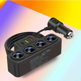 Resim Globalbloom Ch10 12v 24v Çift Usb Tip C Pd Araç Şarj Ağzı 3 Portlu Multifonksiyonel Usb Oto Şarj Adaptörü 