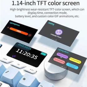 Resim Coverzone Ajazz AK35i V3 Kablosuz Mekanik Oyuncu Klavyesi-Gasket Gövde Yapısı Dinamik RGB-TFT Ekranlı Mavi/Avakado Switch 