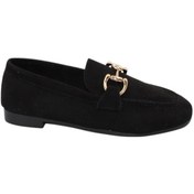 Resim Celira Siyah Kadın Tokalı Günlük Süet Babet Ayakkabı Siyah 