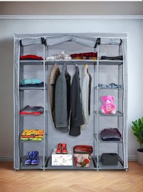 Resim Bez Dolap Ruba Çift Yandan Raflı Portatif Gardırop Güçlendirilmiş Pvc Profil Gri Gri 