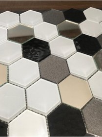 Resim İthal Kristal Cam Mozaik Altıgen Mutfak Tezgah Arası 